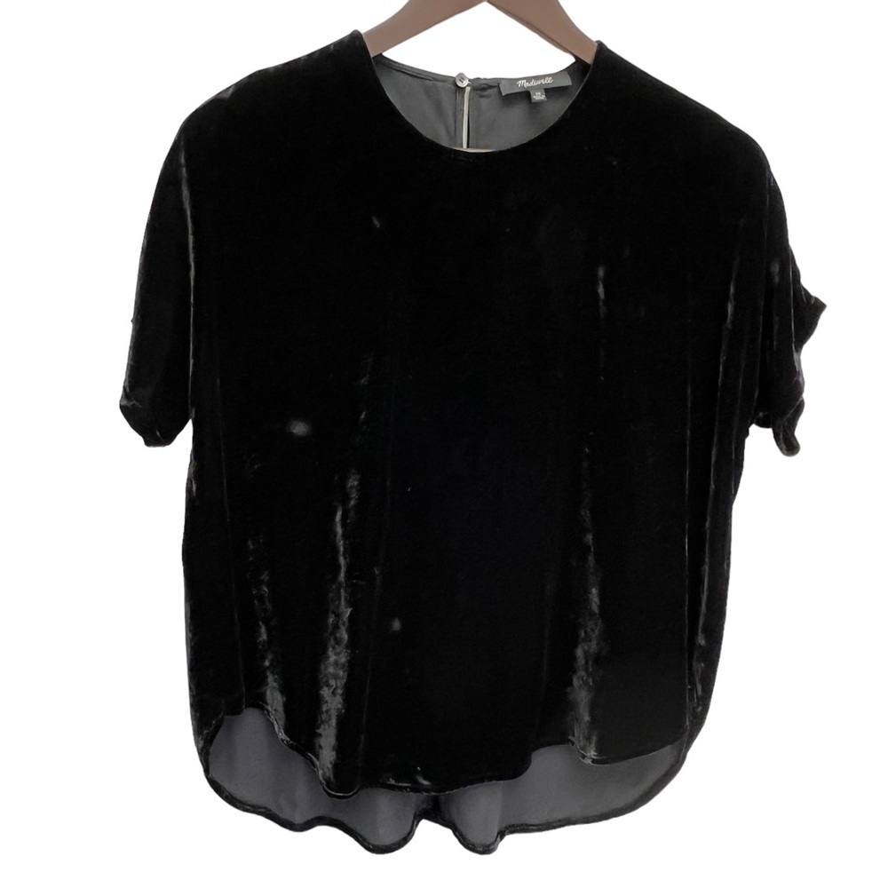 MADEWELL Black Velvet Flutter Sleeve Top Size S - Picture 3 of 9